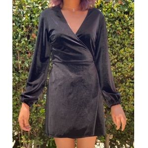 ZARA black Velvet mini wrap dress! Sz S